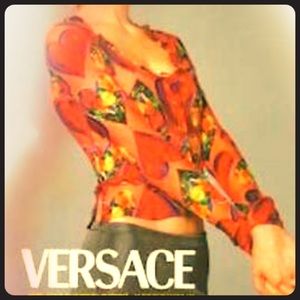 Vintage Versace couture Silk Heart printed Blouse.